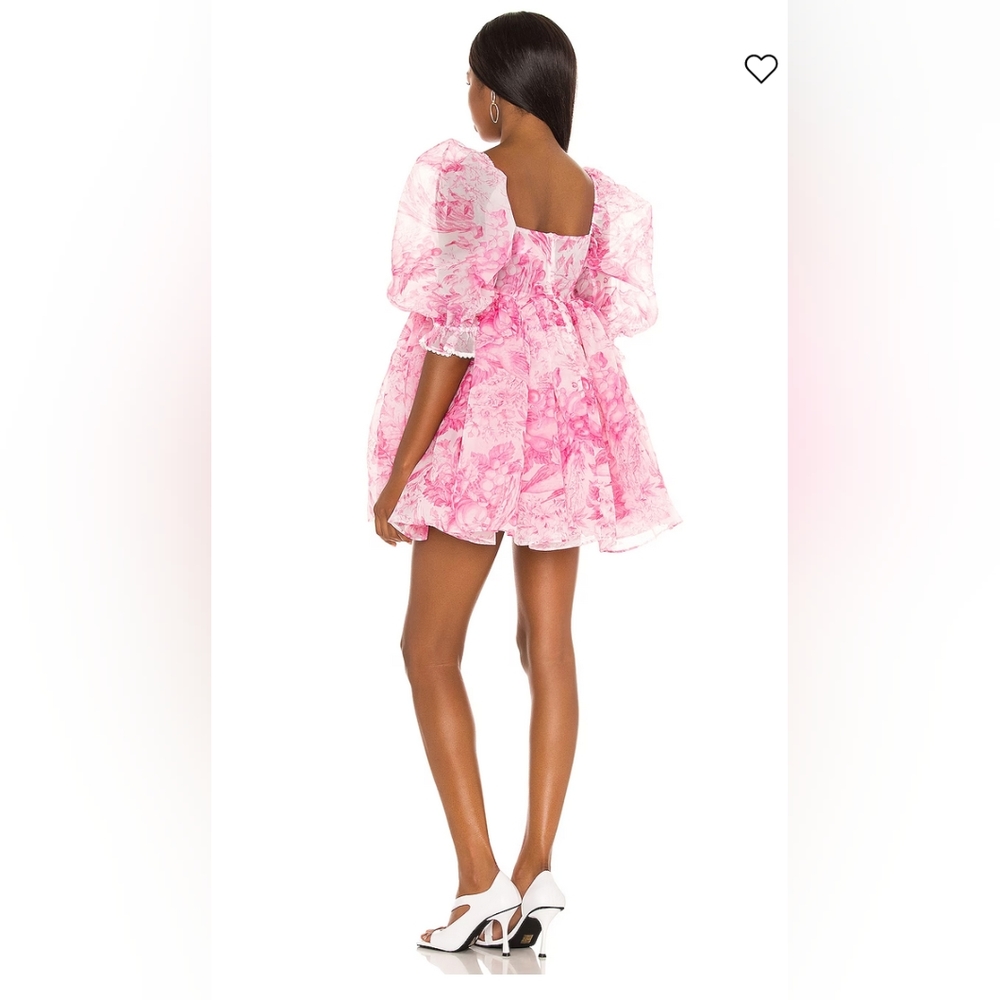 Selkie Pink Floral Puff Sleeve Mini Dress - Picture 2 of 7